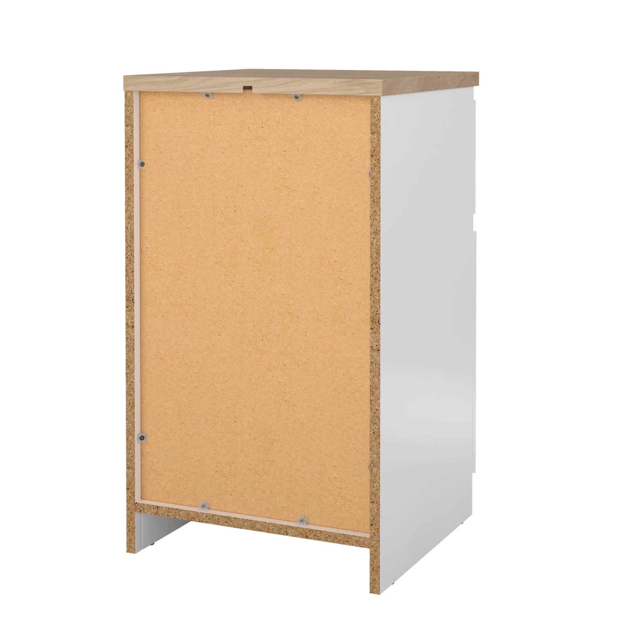 Comodino Delfini, 40x40 h70 cm, Bianco e Rovere<Dmora Discount