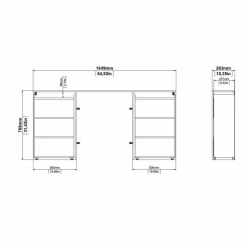 Comodino Delfino, 165x26 h80 cm, Bianco<Dmora New