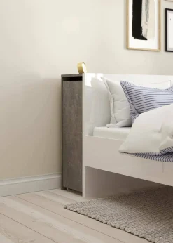 Comodino Delfino, 26x165 h80 cm, Cemento e Bianco<Dmora Outlet