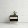 Comodino Drove, 50x39 h50 cm, Nero e Quercia<Dmora New