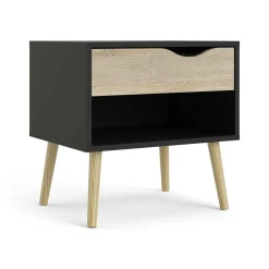 Comodino Drove, 50x39 h50 cm, Nero e Quercia<Dmora New