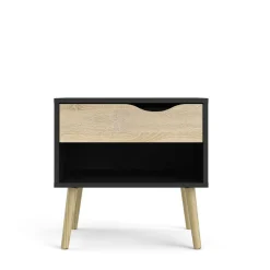 Comodino Drove, 50x39 h50 cm, Nero e Quercia<Dmora New