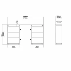 Comodino Drozzon, 145x26 h80 cm,<Dmora Cheap