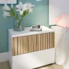 Comodino Dzoratt, 50x42 h34 cm, Bianco e Rovere<Dmora Flash Sale