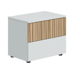 Comodino Dzoratt, 50x42 h34 cm, Bianco e Rovere<Dmora Flash Sale