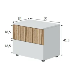 Comodino Dzoratt, 50x42 h34 cm, Bianco e Rovere<Dmora Flash Sale