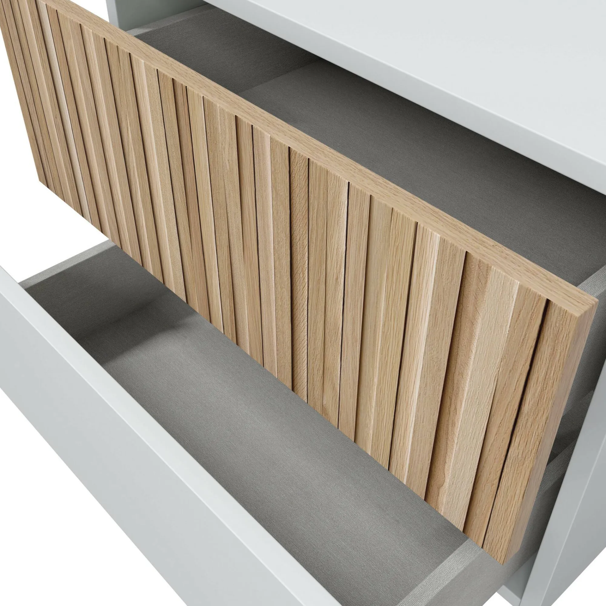 Comodino Dzoratt, 50x42 h34 cm, Bianco e Rovere<Dmora Flash Sale