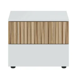 Comodino Dzoratt, 50x42 h34 cm, Bianco e Rovere<Dmora Flash Sale