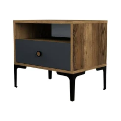 Comodino Editta, 56x40h51 cm, Noce e Antracite<Dmora Clearance