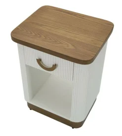 Comodino Fagends, 48x40 h62 cm, Bianco e Marrone<Dmora Fashion