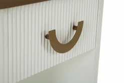 Comodino Fagends, 48x40 h62 cm, Bianco e Marrone<Dmora Fashion