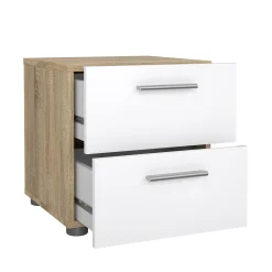 Comodino Fedora, 40x40 h42 cm, Quercia e Bianco<Dmora Discount