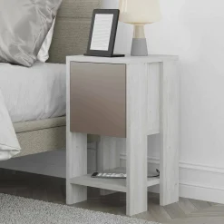 Comodino Filippa, 30x30h55 cm, Bianco e Tortora<Dmora Best