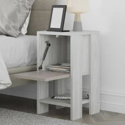 Comodino Filippa, 30x30h55 cm, Bianco e Tortora<Dmora Best