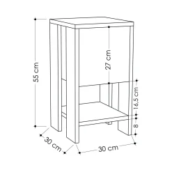 Comodino Filippa, 30x30h55 cm, Quercia e Antracite<Dmora Sale