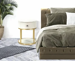 Comodino Gerhard, 42x42 h48 cm, Crema e Bianco<Dmora Clearance