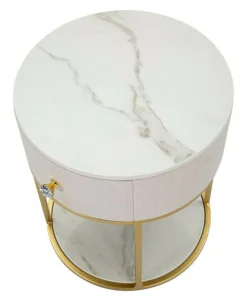 Comodino Gerhard, 42x42 h48 cm, Crema e Bianco<Dmora Clearance