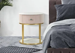 Comodino Gerhard, 42x42 h48 cm, Rosa e Bianco<Dmora Cheap