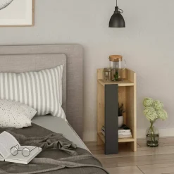 Comodino Germana, 25x27h60 cm, Quercia e Antracite<Dmora Hot