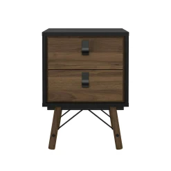 Comodino Jean, 40x43 h60 cm, Nero e Noce<Dmora New