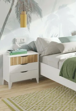 Comodino Jessa, 44x33 h50 cm, Bianco e Rovere<Dmora Shop