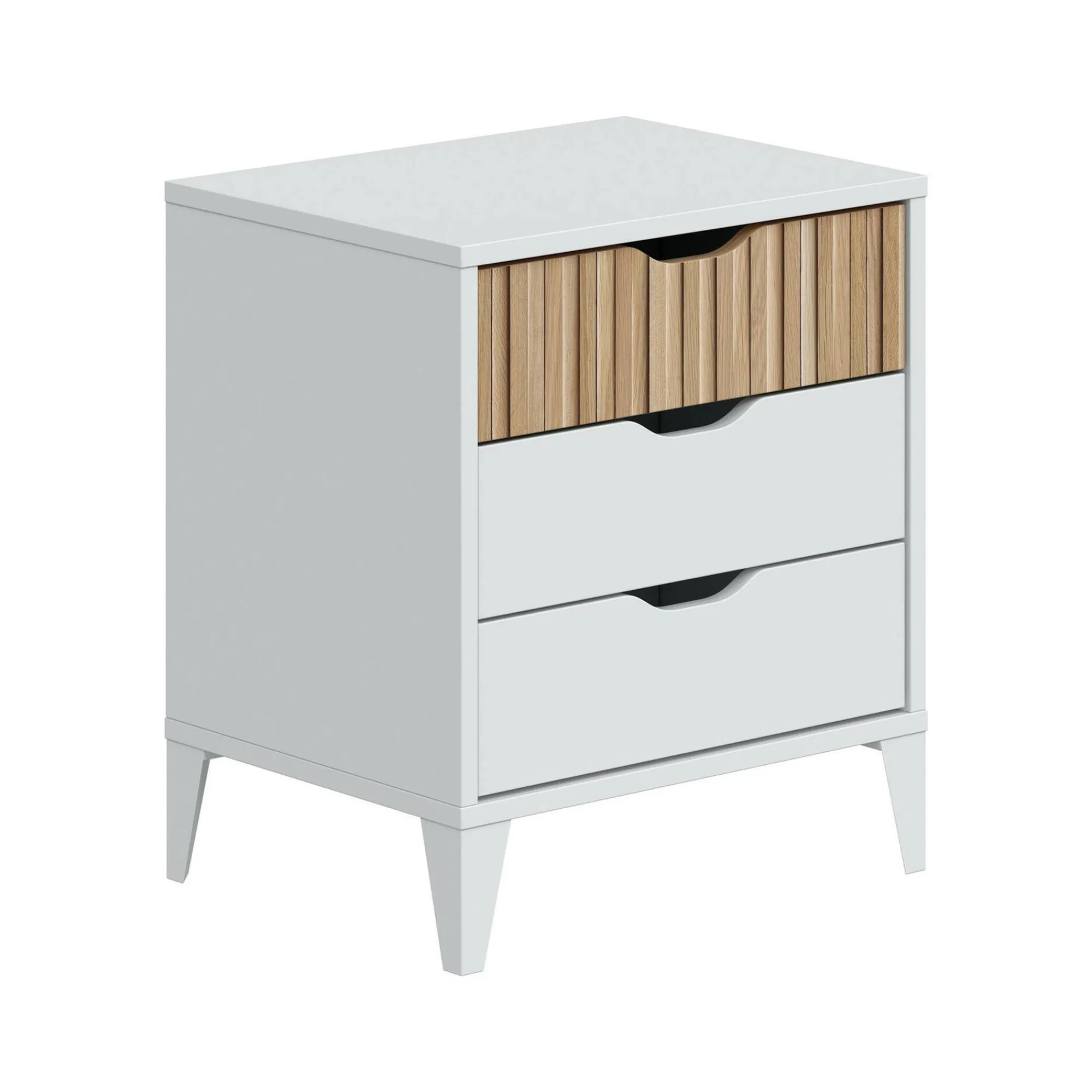 Comodino Jessa, 44x33 h50 cm, Bianco e Rovere<Dmora Shop