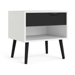 Comodino Lucina, 50x39 h49 cm, Bianco e Nero<Dmora Outlet