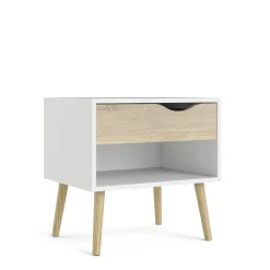 Comodino Lucina, 50x39 h49 cm, Bianco e Quercia<Dmora Hot