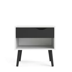 Comodino Lucina, 50x39 h49 cm, Bianco e Nero<Dmora Outlet