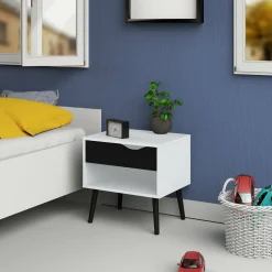 Comodino Lucina, 50x39 h49 cm, Bianco e Nero<Dmora Outlet