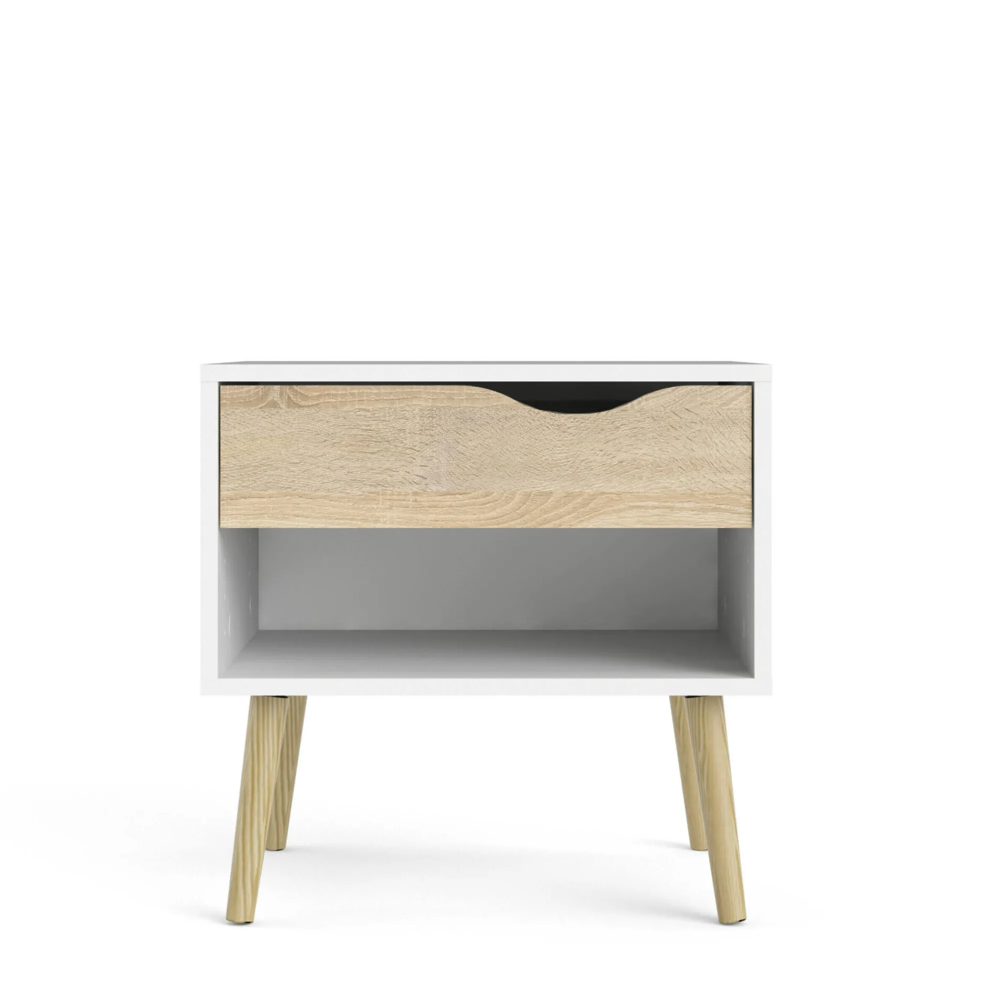 Comodino Lucina, 50x39 h49 cm, Bianco e Quercia<Dmora Hot