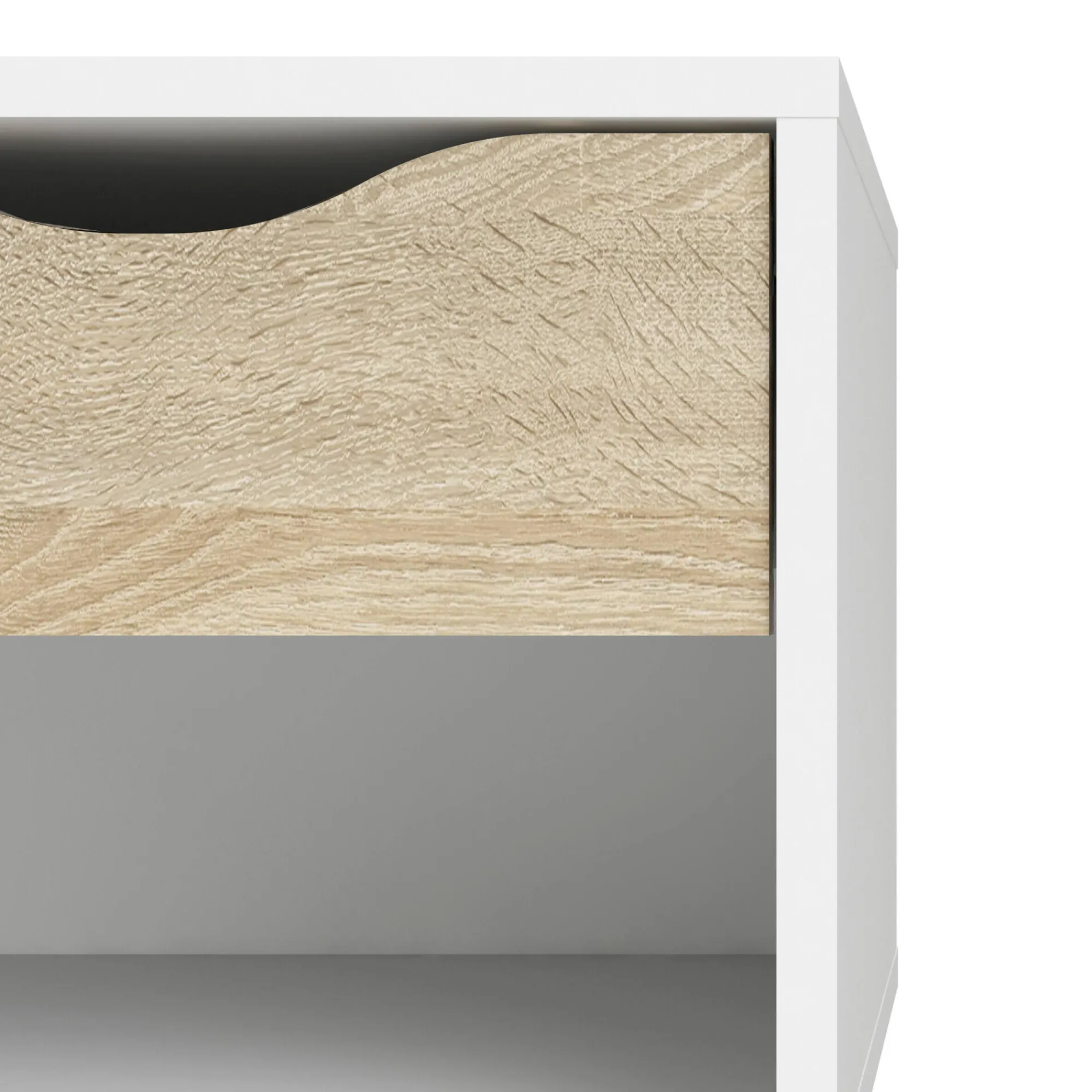 Comodino Lucina, 50x39 h49 cm, Bianco e Quercia<Dmora Hot