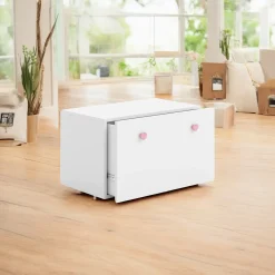 Comodino Meari, 42x42 h71 cm, Bianco e Rosa<Dmora Flash Sale
