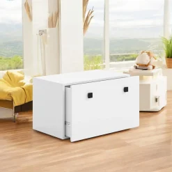 Comodino Meari, 42x42 h71 cm, Bianco e Nero<Dmora Discount
