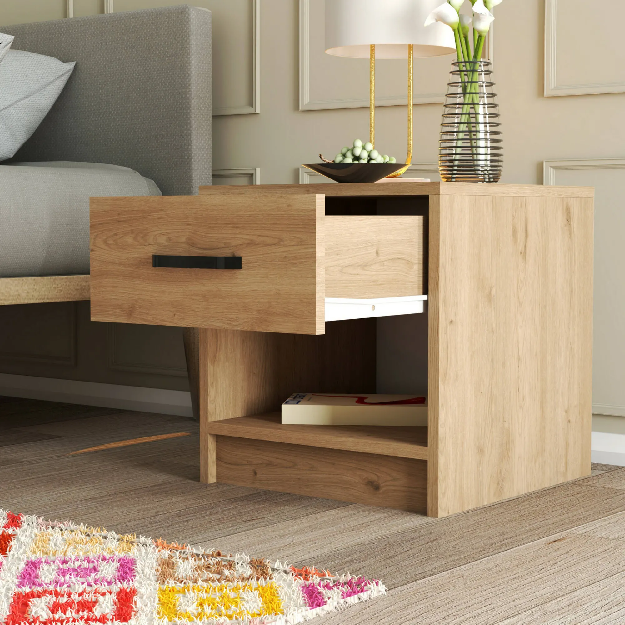 Comodino Noul, 52x45 h47 cm,<Dmora Outlet