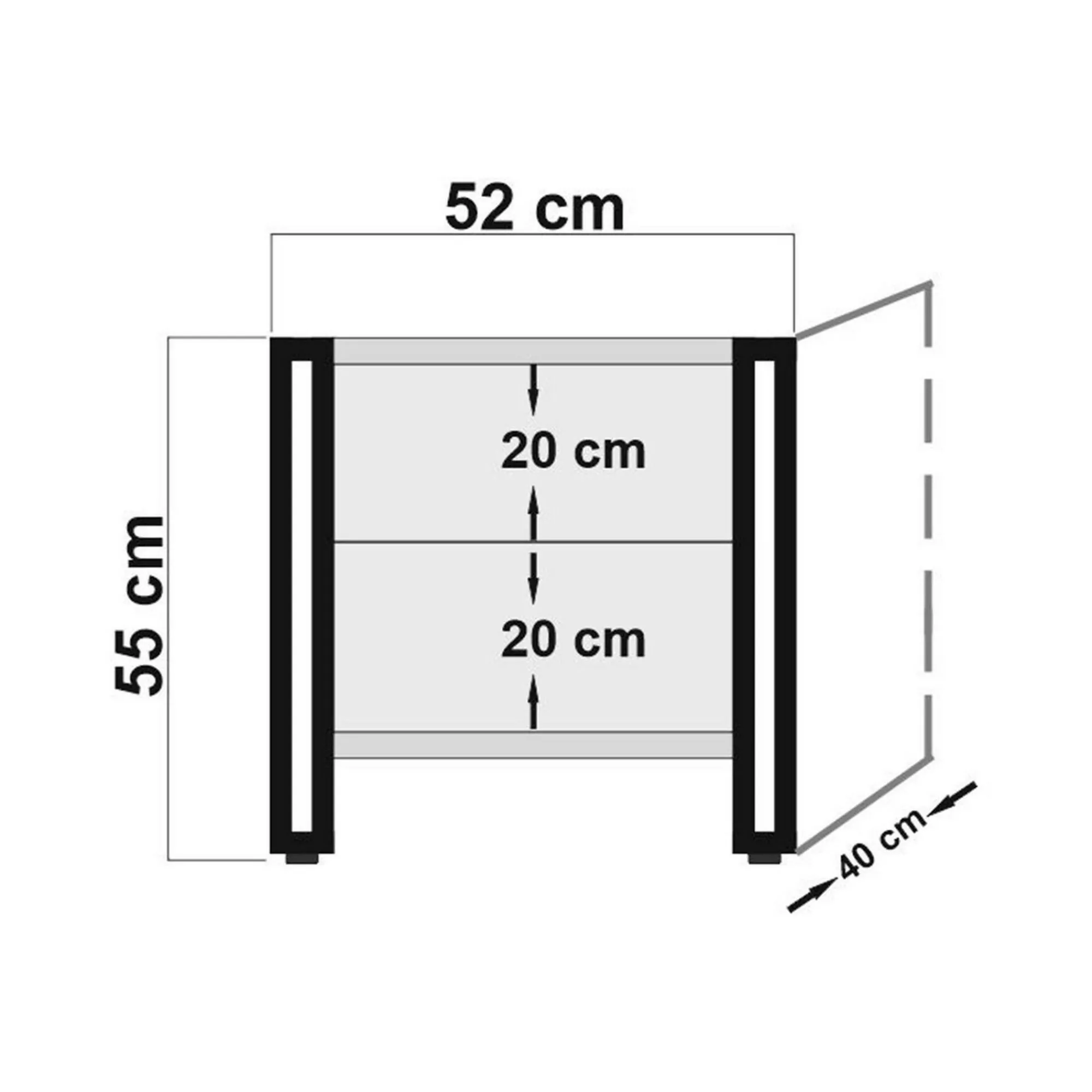 Comodino Pantaleon, 52x40h55 cm, Quercia e Nero<Dmora Best