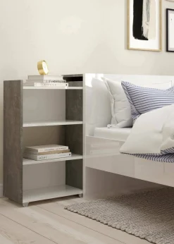 Comodino Peridoto, 26x145 h80 cm, Cemento e Bianco<Dmora Flash Sale