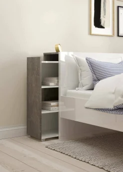 Comodino Peridoto, 26x145 h80 cm, Cemento e Bianco<Dmora Flash Sale