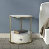Comodino Piandisco, 43x43 h48 cm, Bianco e Oro<Dmora Cheap