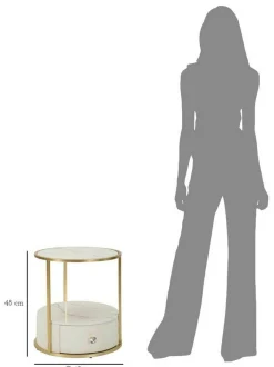 Comodino Piandisco, 43x43 h48 cm, Bianco e Oro<Dmora Cheap