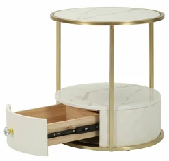 Comodino Piandisco, 43x43 h48 cm, Bianco e Oro<Dmora Cheap