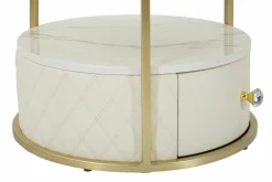 Comodino Piandisco, 43x43 h48 cm, Bianco e Oro<Dmora Cheap