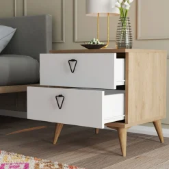 Comodino Pilar, 52x45 h55 cm, Quercia e Bianco<Dmora Flash Sale