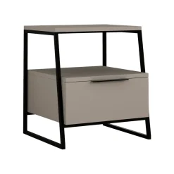 Comodino Rosita, 45x41 h50 cm, Beige e Nero<Dmora Sale