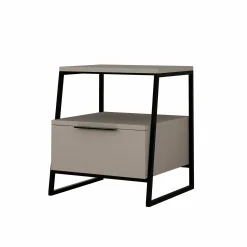 Comodino Rosita, 45x41 h50 cm, Beige e Nero<Dmora Sale