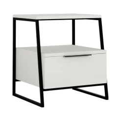 Comodino Rosita, 45x41 h50 cm, Bianco e Nero<Dmora New