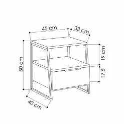 Comodino Rosita, 45x41 h50 cm, Bianco e Nero<Dmora New