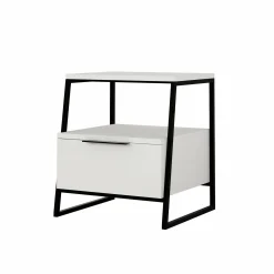 Comodino Rosita, 45x41 h50 cm, Bianco e Nero<Dmora New
