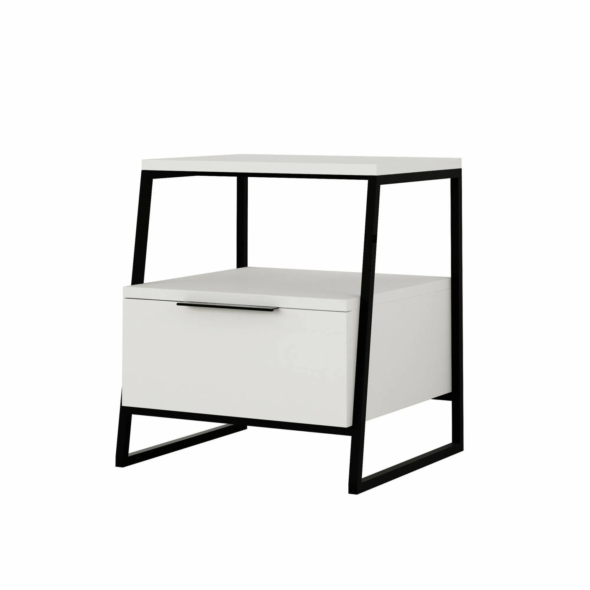 Comodino Rosita, 45x41 h50 cm, Bianco e Nero<Dmora New