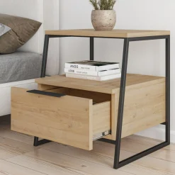 Comodino Rosita, 45x41 h50 cm, Quercia e Nero<Dmora New